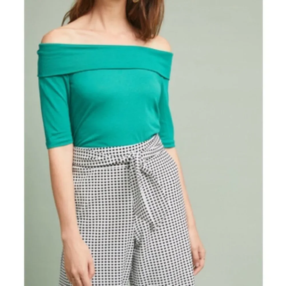 NWT Patchett Off-the-Shoulder Top Holly Green XS